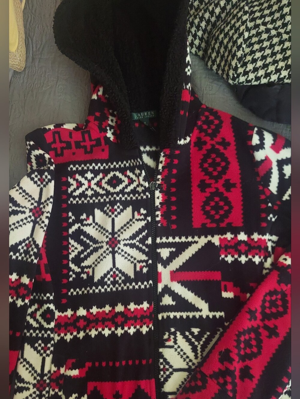 RALPH LAUREN Aztec Southwest Fleece Zip Up Hooded Jacket